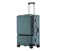 ASHSDI Valigia I Valigia Bagaglio Bagagli Con Tasca Frontale, Valigia Con Telaio In Alluminio Con Porta Di Ricarica USB E Lucchetto TSA Trolley Bagaglio (Color : Grün, Size : 26 in)
