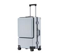 ASHSDI Valigia I Valigia Bagaglio Bagagli Con Tasca Frontale, Valigia Con Telaio In Alluminio Con Porta Di Ricarica USB E Lucchetto TSA Trolley Bagaglio (Color : Sliver, Size : 20 in)