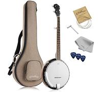 Ashthorpe Banjo a 5 corde, dimensioni standard con 24 staffe, retro chiuso, risonatore in mogano, 5° accordatore con ingranaggio, custodia imbottita