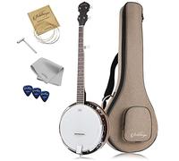 Ashthorpe Banjo a 5 corde, per mancini - Full Size con 24 staffe, retro chiuso, risonatore in mogano e 5° accordatore con ingranaggi