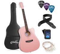 Ashthorpe Chitarra acustica per principianti da 104,1 cm (rosa), kit base base con custodia, corde, cinghia, accordatore, plettri