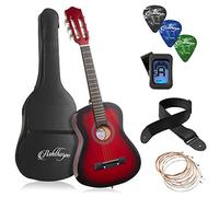 Ashthorpe Chitarra acustica per principianti da 76,2 cm, kit base con custodia, corde, tracolla, accordatore, plettri