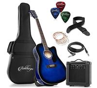 Ashthorpe Chitarra elettrica acustica a spalla mancante Thinline full-size con amplificatore da 10 Watt - Blu