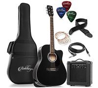 Ashthorpe Chitarra elettrica acustica Dreadnought Cutaway full-size con amplificatore da 10 Watt - Nero