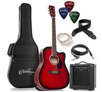 Ashthorpe Chitarra elettrica acustica Dreadnought Cutaway full-size con amplificatore da 10 Watt - Rosso