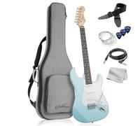 Ashthorpe - Chitarra elettrica da 39 pollici (blu chiaro), kit per chitarra full size con borsa imbottita, barra tremolo, cinghia, corde, cavo, tessuto, plettri