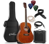 Ashthorpe Dreadnought - Chitarra elettrica acustica a grandezza naturale, con amplificatore da 10 Watt, colore: marrone