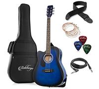 Ashthorpe Dreadnought Cutaway - Set chitarra acustica elettrica per mancini, in legno, colore blu