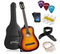 Ashthorpe - Kit base per chitarra acustica per principianti, 96,5 cm, con borsa per bambini, corde, cinghia, accordatore, tubo per passo