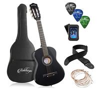 Ashthorpe - Pacchetto chitarra acustica per principianti da 30 pollici (nero), kit di avvio base con borsa da concerto, corde, cinghia, accordatore, plettri