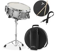 Ashthorpe Set rullante con testa Remo (argento) - Kit per studenti principianti con supporto, borsa imbottita, cuscinetto per allenamento, tracolla e bacchette