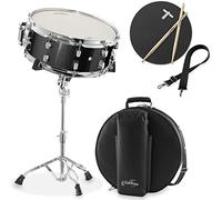 Ashthorpe Set rullante con testa Remo (nero) - Kit per studenti principianti con supporto, borsa imbottita, cuscinetto per allenamento, tracolla e bacchette