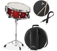 Ashthorpe Set rullante con testa Remo (rosso) - Kit per studenti principianti con supporto, borsa imbottita, cuscinetto per allenamento, tracolla e bacchette