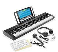 Ashthorpe Tastiera elettronica digitale a 61 tasti per principianti, include auricolari, microfono e adesivi per tastiera