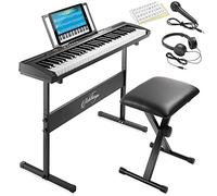 Ashthorpe Tastiera elettronica digitale a 61 tasti per principianti, include supporto, panca, auricolari, microfono e adesivi per tastiera