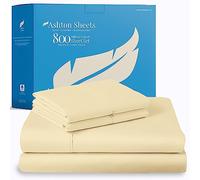 Ashton Sheets Set di lenzuola in cotone egiziano 100% cotone a 800 fili, traspirante, per letto king size, facile da indossare, 18 tasche profonde, morbido rasatello liscio, cotone a fibre extra