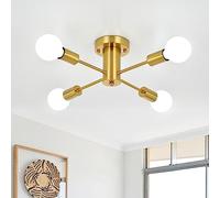 ASHUAQI Lampadario Camera da Letto Oro, 4 Luci Lampadario Soggiorno Moderno, E27 Plafoniera Soffitto Lampadari Industrial Sputnik Lampadario per Cucina, Corridoio, Sala da Pranzo, Diametro 45cm