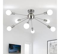ASHUAQI Lampadario Soggiorno Nichel, 8 Luci Cucina Moderna, Base E27 Industrial Plafoniera Sputnik per Camera da Letto, Corridoio, Sala da Pranzo