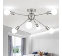 ASHUAQI Sputnik Plafoniera cromata, 6 lampadari, lampadario moderno metà secolo, plafoniere industriali semi a filo per soggiorno, camera da letto, cucina, corridoio