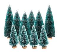 Ashuxxn 10 mini albero di Natale artificiale per desktop, albero di Natale artificiale con base in legno, 10/15/20 cm, per decorazione da tavolo, fai da te, vetrina (blu)