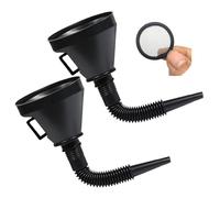 Ashuxxn Set di 2 imbuti di riempimento con colino, imbuto di riempimento in plastica con collo lungo imbuto, imbuto con tubo flessibile con inserti rimovibili, filtro per moto acqua olio