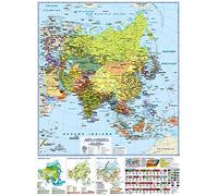 Asia 1.12.000.000 murale scolastica fisico/politica con aste. Carta murale scolastica fisico/politica