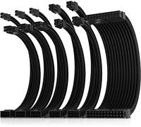 AsiaHorse Aggiornamento cavo PSU da 16 AWG, kit di cavi per GPU/CPU, cavo di alimentazione per computer con pettini, 24 pin/(6 + 2) pin/(4 + 4) gestione dei cavi pin, 30 cm, nero