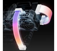 AsiaHorse ARGB - Kit di copertura per cavo PSU, Aurora RGB, per scheda madre e cavo PC GPU, sincronizzazione ARGB da 5 V a 3 pin, adatto per cavo 12+4pin/8pin/24 pin (bianco)