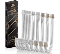 AsiaHorse Cavo di prolunga di alimentazione da 16 AWG con spina trasparente, 1 x 24 pin M/B/2 x 8 pin (4 + 4) EPS, 3 x 8 pin (6 + 2) PCI-E 30 cm bianco