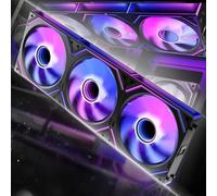 AsiaHorse Dawn Pro RGB Ventola per pc, 120 mm, 3 pezzi, daisy chain, Infinity Mirror, HDB, 71 CFM, 1850 r/min, 2,6 mm H2O, cavo PWN 4 poli e cavo ARGB 5V 3 poli, per Asus Aura, ASRock, Gb, MSI