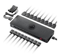 AsiaHorse Hub ventola 2 in 1 ARGB/PWM a 9 porte, distributore con alimentazione SATA, adattatore 12V4PIN PWM,5V3PIN ARGB,hub di controllo scheda madre, gestione cavi