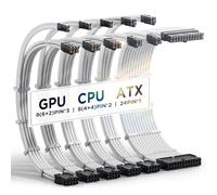 AsiaHorse PC Alimentatore Cavo Sleeve con Pettini per GPU/CPU, 24 Pin/(6+2)/(4+4), Cable Management Computer, 30 cm, Bianco