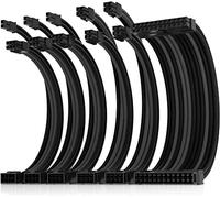 AsiaHorse Upgrade 16AWG PSU cavo Sleeve PC, Alimentatore per GPU/CPU, Cavi Alimentatore Computer con Pettini, Cable Management PC Pin 24/6+2/4+4, 30 cm, Nero+Grigio