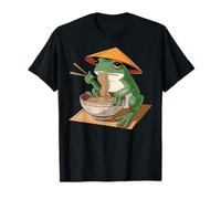 Asian Graphics, Kawaii Japanese Frog Eating Ramen Maglietta