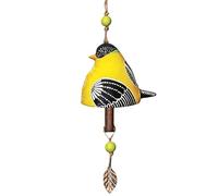 Asiasioc Campana a vento con canto degli uccelli, in ceramica, ciondolo artigianale per esterni, giardino, patio, casa, balcone, camera da letto, auto, decorazione (giallo)