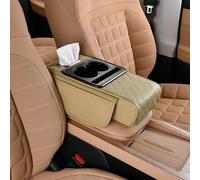 ASICPLB Cuscino per Bracciolo Auto per Fiat Brava Bravo Bravissimo, Copertura per Console Centrale Auto Pelle PU, AntiGraffio Console Centrale Pad, Protezione per Bracciolo Auto, D Beige