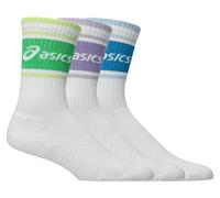 ASICS Aeg 3 Pack Logo Crew Sock Illuminate Green / Aegean Blue / Bluebell Unisex Size L