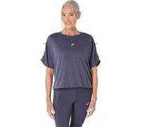 T-shirt ASICS Nagino Run Adjustable manica corta blu scuro donna - L