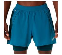 ASICS Road 2in1 5in Pantaloncini da corsa Uomini-turchese, turchese