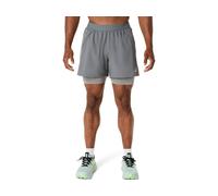 ASICS Road 2n1 5in Short Clay Grey / Steel Grey / Illuminate Green Male Size 2XL