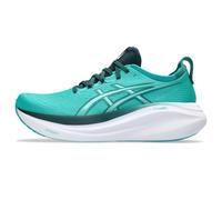 Asics Scarpe da Corsa Gel-Nimbus 27 per Uomo, Acqua/Bianco Puro, 46.5 EU