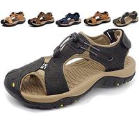 Asifn Sandali Antiscivolo Trekking Sportivi Sport Outdoor Uomo Scarpe Pelle Casual Traspirante Spiaggia Slides Fisherman Arrampicata Estivi（Nero,45/46 EU,45 Taglia del Marchio