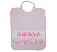 ASILO PERSONALIZZATO CON NOME bavaglino cm.28x33 con fascia PERSONALIZZATI Cotone 100% Made in Italy - INDICA IL NOME NELL'APPOSITO SPAZIO CONSEGNA TEMPESTIVA (ROSA)