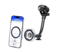 ASIN APPS2Car Supporto magnetico da auto per MagSafe, ventosa con braccio lungo per parabrezza e cruscotto, regolabile con una mano, fissaggio stabile, iPhone 17-12 + anello metallico