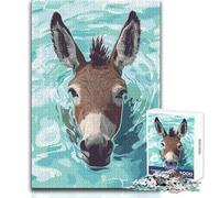 Asino che nuota nell'acqua blu, puzzle da 1000 pezzi, gioco di apprendimento per esercitarsi, regalo premuroso per momenti felici, dimensioni 50x75cm