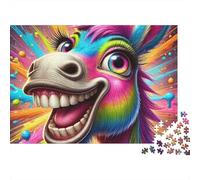Asino Colorato Puzzle 1000 Pezzi Carta per Adulti Viso Sorridente Gioco di Puzzle 1000 Pezzi Famiglia Relax Regalo 52x38cm/1000pcs