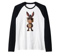 Asino con Occhiali da Sole Asino di Casa Somaro Che Cavalca Maglia con Maniche Raglan