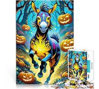Asino di Halloween puzzle 1000 pezzi per adulti Giocattoli che creano dipendenza e sfidano l'intelligenza del cervello Regali di Babbo Natale segreto 38x26cm