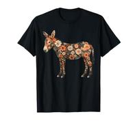 Asino Floreale Cottagecore Folk Art Botanico Fattoria Animale Maglietta