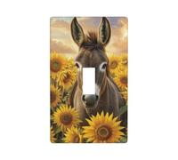 Asino Girasoli Country Cottage Interruttore Luce Copertura Decorativo Singolo Toggle 1 Gang Piastra da Parete per Cucina Casale Camera da Letto Bagno Arte Decor